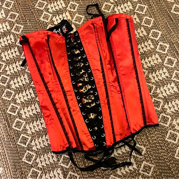 NWT 34C Reversible Corset Red & Leopard Print Lovers Lane - Picture 5 of 6